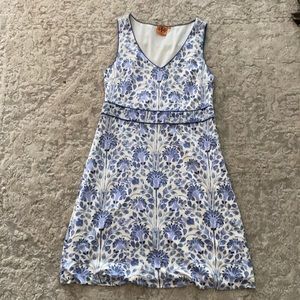 Blue and cream silk Tory Burch dress